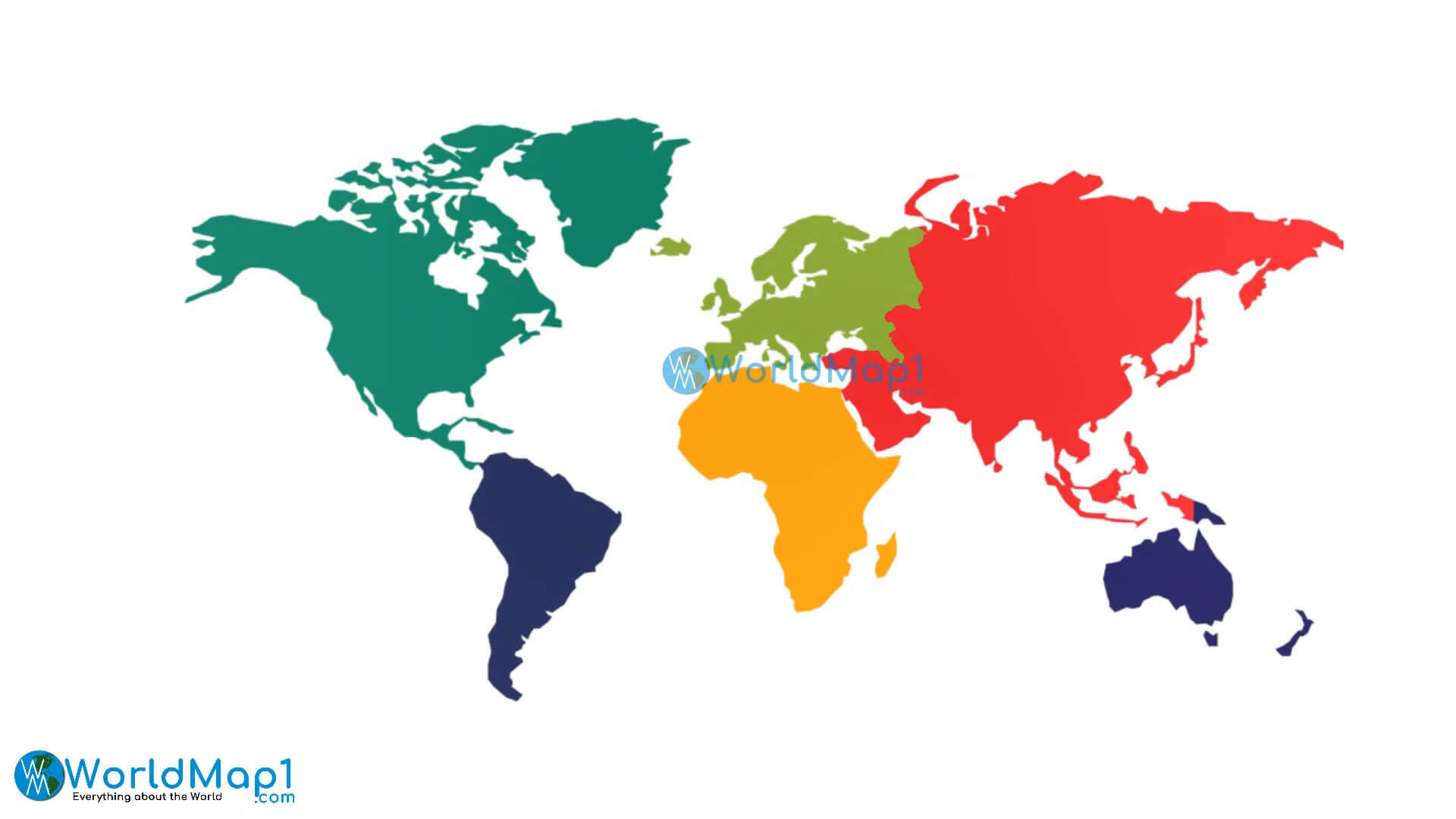 Karte der farbigen Kontinente der Welt